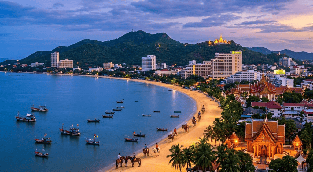 Hua Hin beach and bay on Thailand's