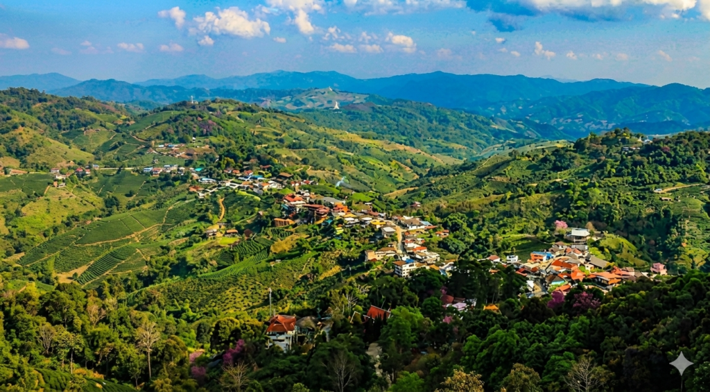 Pai Travel Guide: The Northern Town That Keeps You Longer Than You Planned Green rice fields and misty mountains surrounding Pai, northern Thailand